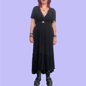 1999 Kismet Black Maxi Goth V Neck Dress